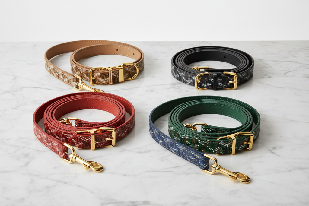 different goyard dog collars and leaash