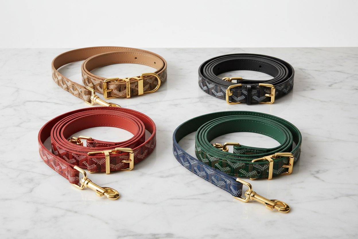 different goyard dog collars and leaash